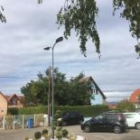 Vhm Eclairage - Ungersheim - Ensemble mât contemporain Féroé, crosse Sargas, 2 bras, 2 feux, luminaire Bhoot grand modèle